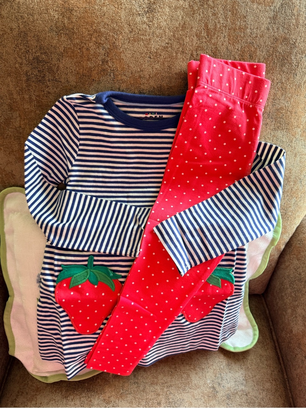HTF Mini Boden Girls Strawberry Pocket Tunic and Legging Set 3-4Y